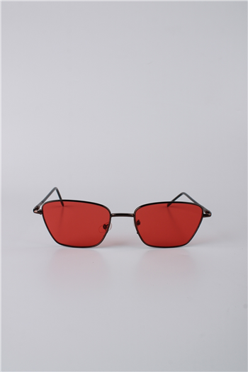By Marine Unisex Geometrik Metal Çerçeveli Kırmızı Camlı Güneş Gözlüğü GG25BMTOMPL3R03