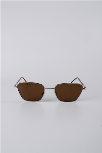 By Marine Unisex Kare Çerçeveli Metal Güneş Gözlüğü Gümüş Kahverengi GG25BMTOMPL3R02