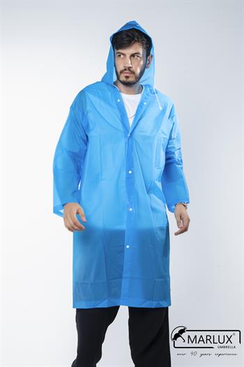 Kadın Erkek Yağmurluk Kapüşonlu Çıtçıtlı Eva Mavi Yağmurluk M21MRC881R08