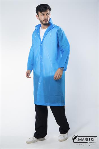 Kadın Erkek Yağmurluk Kapüşonlu Çıtçıtlı Eva Mavi Yağmurluk M21MRC881R08
