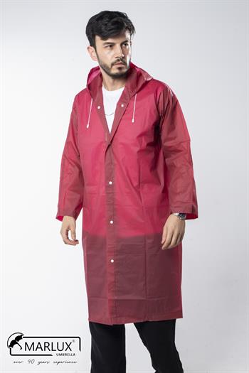 Kadın Erkek Yağmurluk Kapüşonlu Çıtçıtlı Eva Bordo Yağmurluk M21MRC881R07