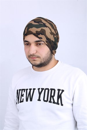 Yeşil Kamuflaj Desenli Penye Unisex Bere - CPLPNKMR1