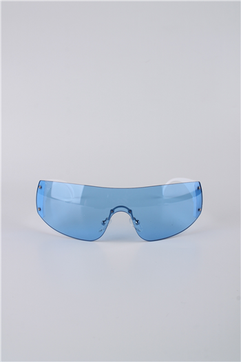 La Viva Beyaz Çerçeveli Mavi Camlı Geometrik Unisex Güneş Gözlüğü GG25LV8548R03