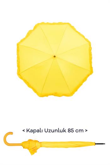 Marlux 1. Sınıf Kalite Baston Tip Rüzgara Dayanıklı 8 Fiber Telli Kadın Şemsiye Sarı MARLUX10132A