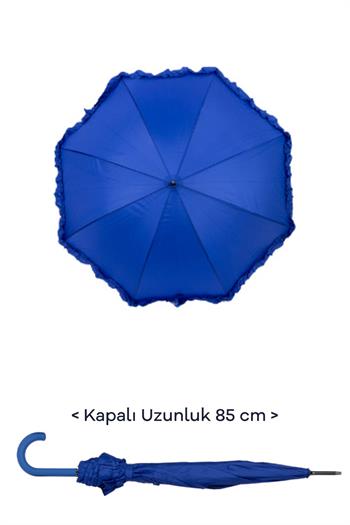 Marlux 1. Sınıf Kalite Baston Tip Rüzgara Dayanıklı 8 Fiber Telli Kadın Şemsiye Mavi MARLUX10132A