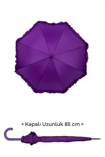 Marlux 1. Sınıf Kalite Baston Tip Rüzgara Dayanıklı 8 Fiber Telli Kadın Şemsiye Mor MARLUX10132A
