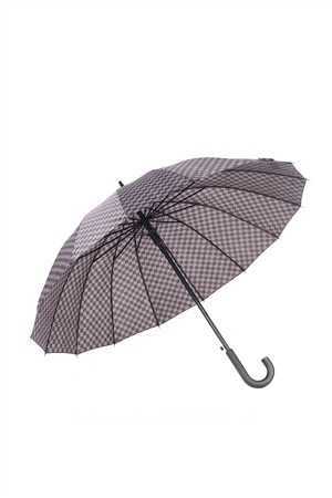 Marlux Rst  Gri Kareli Ekose Fiber 16 Telli Erkek Baston Şemsiye M21MARRST02R005