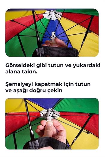 Marlux Kafaya Takılan Şapka Şemsiye Gölgelik Plaj Yazlık Kafa Şemsiyesi Pembe KAFASEMS001P