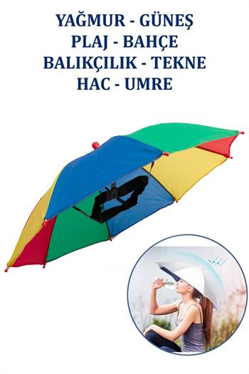 Marlux Kafaya Takılan Şapka Şemsiye Gölgelik Plaj Yazlık Kafa Şemsiyesi Renkli KAFASEMS001R