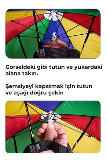 Marlux Kafaya Takılan Şapka Şemsiye Gölgelik Plaj Yazlık Kafa Şemsiyesi Sarı Lacivert KAFASEMS001SL