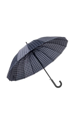 Marlux Rst  Koyu Lacivert Kareli Ekose Fiber 16 Telli Erkek Baston Şemsiye M21MARRST02R004