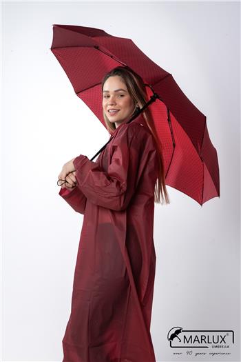 Marlux Bordo Puantiyeli Fiber 10 Telli Tam Otomatik Rüzgara Dayanıklı Şemsiye M24MAR718LC