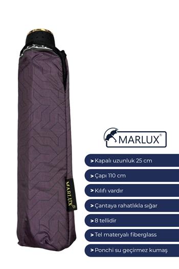 Marlux Modern Çizgi Desenli Yarasa Model 8 Telli Rüzgara Dayanıklı Manuel Şemsiye MARLUX391R03