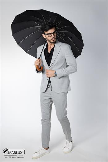 Marlux Siyah Ahşap Saplı 16 Çelik Telli Ultra Premium Lüks Erkek Baston Şemsiye M21MARMPR1025R001