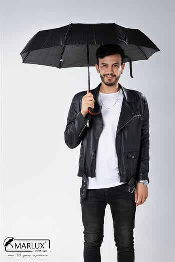 Marlux Siyah Baston Saplı Ahşap Görünümlü Tam Otomatik Erkek Şemsiye M21MAR702R001