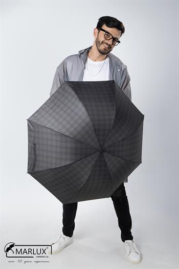 Marlux Siyah Ekose Unisex Yarasa Tip Kırılmaz Şemsiye M21MAR077R004