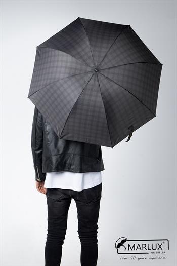 Marlux Siyah Ekose Unisex Yarasa Tip Kırılmaz Şemsiye M21MAR077R004