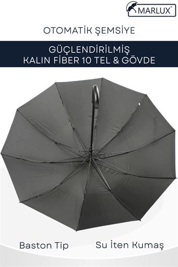 Marlux Siyah Fiber 10  Tel Erkek Baston Şemsiye M21MAR10139R001