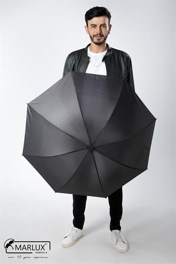 Marlux Siyah Gri Ekose Unisex Yarasa Tip Kırılmaz Şemsiye M21MAR077R002