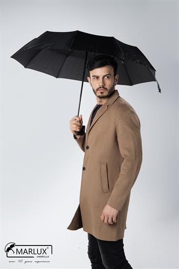 Marlux Siyah Hakiki Deri Baston Saplı Tam Otomatik Premium Lüks  Erkek Şemsiye M21MAR1003MR001