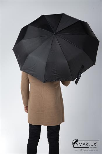 Marlux Siyah Hakiki Deri Baston Saplı Tam Otomatik Premium Lüks  Erkek Şemsiye M21MAR1003MR001
