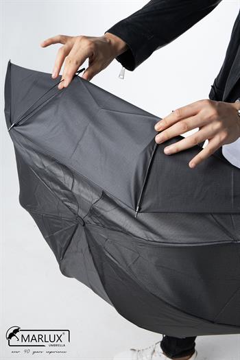 Marlux Siyah Koyu Gri Unisex Yarasa Tip Kırılmaz Şemsiye M21MAR077R003