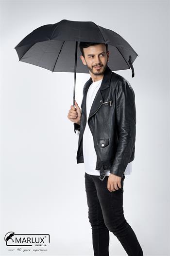 Marlux Siyah Koyu Gri Unisex Yarasa Tip Kırılmaz Şemsiye M21MAR077R003