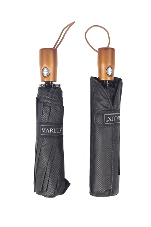 Marlux Siyah Desenli Ahşap Saplı Tam Otomatik Premium Lüks Erkek Şemsiye M21MAR1002MR002