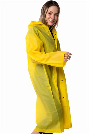 Marlux Unisex Su Rüzgar Geçirmez Kapüşonlu Lacivert Çıtçıt Düğme Eva Sarı Lacivert Yağmurluk 24MRLXYGM