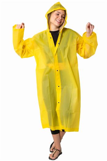 Marlux Unisex Su Rüzgar Geçirmez Kapüşonlu Lacivert Çıtçıt Düğme Eva Sarı Lacivert Yağmurluk 24MRLXYGM