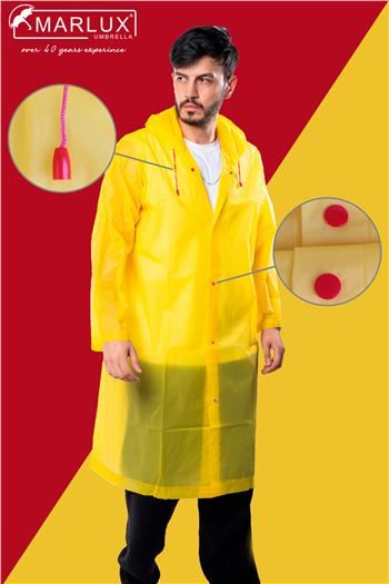 Marlux Unisex Su Rüzgar Geçirmez Kapüşonlu Kırmızı Çıtçıt Düğmeli Eva Sarı Kırmızı Yağmurluk 24MRLXYGM