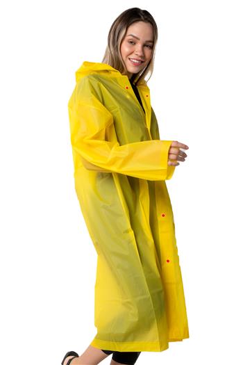 Marlux Unisex Su Rüzgar Geçirmez Kapüşonlu Kırmızı Çıtçıt Düğmeli Eva Sarı Kırmızı Yağmurluk 24MRLXYGM
