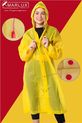 Marlux Unisex Su Rüzgar Geçirmez Kapüşonlu Kırmızı Çıtçıt Düğmeli Eva Sarı Kırmızı Yağmurluk 24MRLXYGM