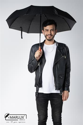 Marlux Yarı Fiber 8 Telli Rüzgar Koruma Ters Dönebilir Kırılmaz Telli Tam Otomatik Siyah Şemsiye M21MAR717R01