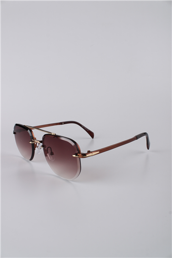 Max Polo Unisex Damla Model Kahverengi Degrade Camlı Metal Çerçevesiz Güneş Gözlüğü GG25MP3412R02