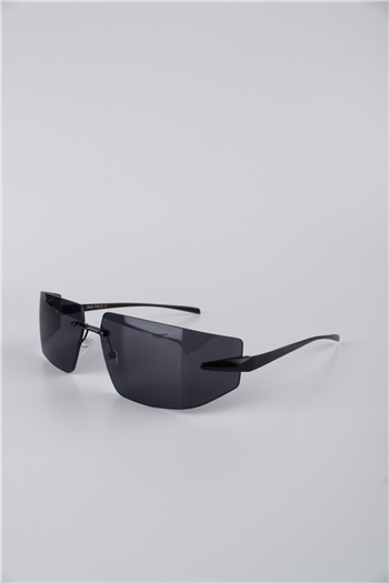 Max Polo Unisex Dikdörtgen Çerçevesiz Siyah Camlı Metal Güneş Gözlüğü GG25MP3409R01