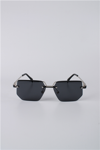 Max Polo Unisex Geometrik Metal Çerçeveli Siyah Camlı Güneş Gözlüğü GG25MP2930R02