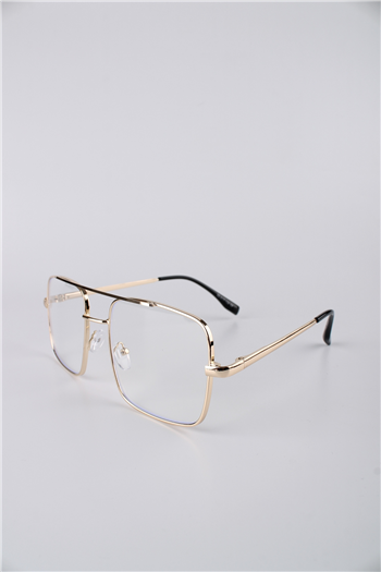 Silvio Monetti Altın Metal Çerçeveli Şeffaf Camlı Kare Unisex Gözlük GG25SM2304AR02