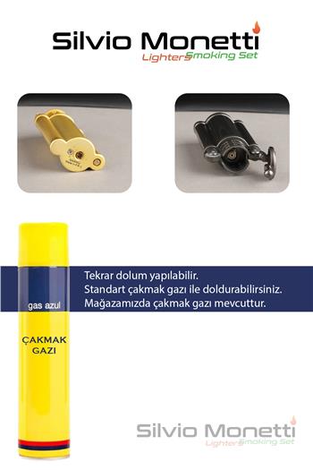 Silvio Monetti Kapaklı Jet Mavi Pürmüz Alevli Metal Gazlı Çakmak SM145T0003