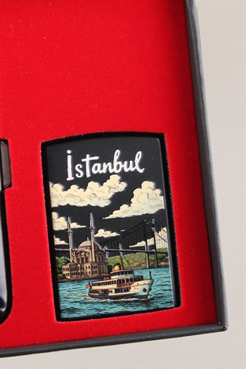 Silvio Monetti Mavi Jet Alevli Çakmak Sigara Tabakası Kutulu Set SET003
