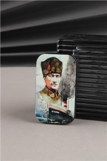 Silvio Monetti Mustafa Kemal Atatürk - Özel Tasarım Metal Çakmak - Gazlı Kapaklı Çakmak SM132TATA0007