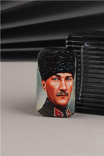 Silvio Monetti Mustafa Kemal Atatürk - Özel Tasarım Metal Çakmak - Gazlı Kapaklı Çakmak SM132TATA0001