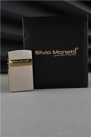 Silvio Monetti Özel Tasarım Benzinli Kapaklı Altın Benzinli Çakmak CAKSM084T