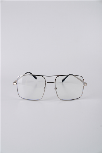 Silvio Monetti Unisex Gümüş Metal Kare Çerçeveli Şeffaf Camlı Gözlük GG25SM2304AR03