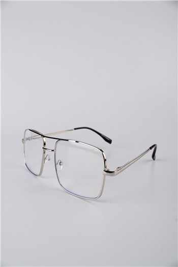 Silvio Monetti Unisex Gümüş Metal Kare Çerçeveli Şeffaf Camlı Gözlük GG25SM2304AR03