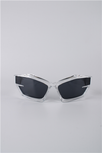 Silvio Monetti Unisex Şeffaf Çerçeveli Geometrik Güneş Gözlüğü Siyah Camlı GG25SM9002R02