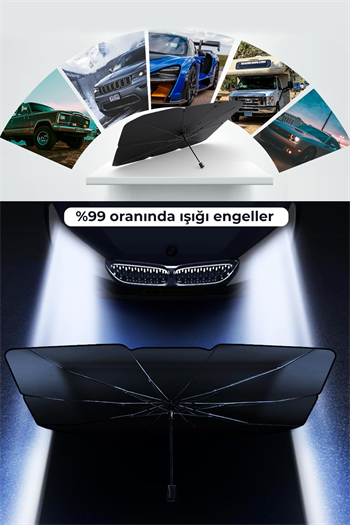 Tüm Araçlara Uygun Oto Güneşlik Oto Ön Cam Güneşliği Şemsiye Oto Güneşlik Gölgelik 2 Adet