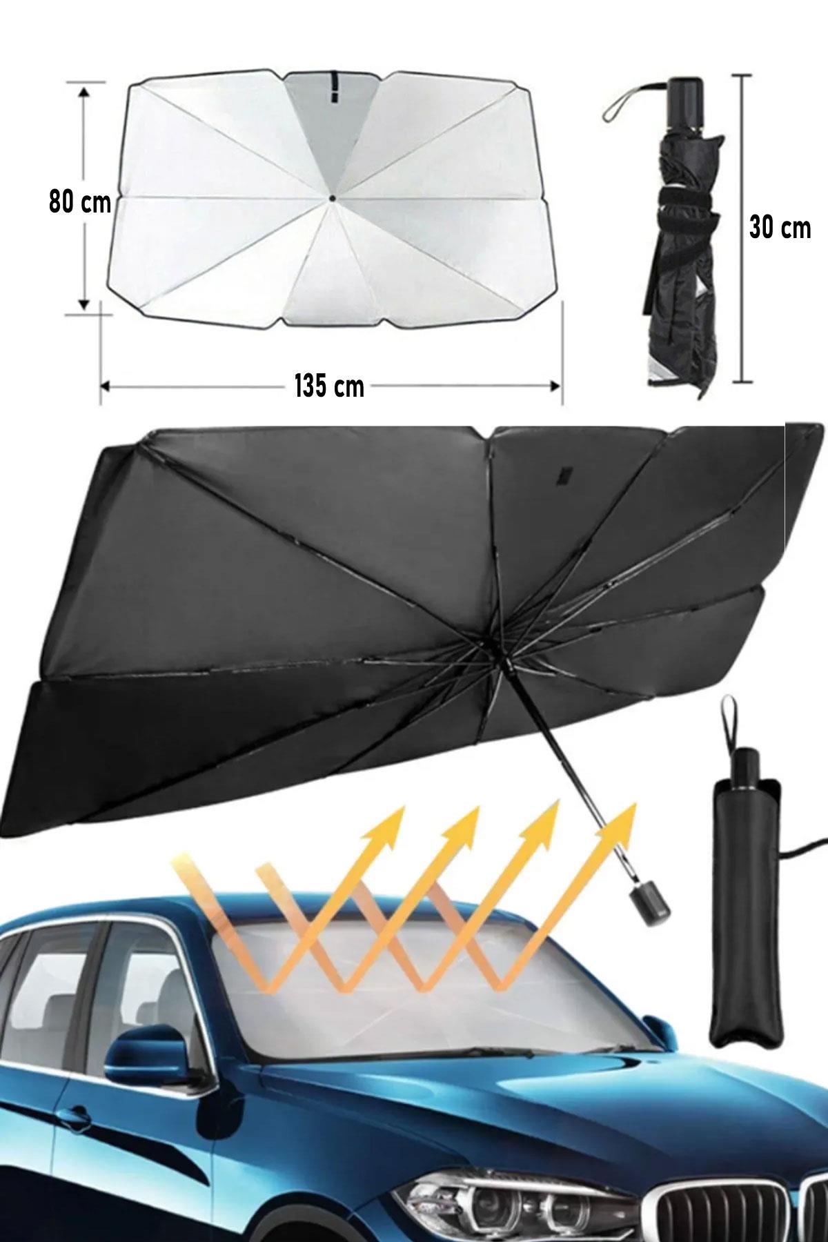 Araba Ön Cam Güneşlik Katlanabilir Güneşlik Şemsiye Ön Cam Gölgelik Büyük  Boy 80 cm x 135