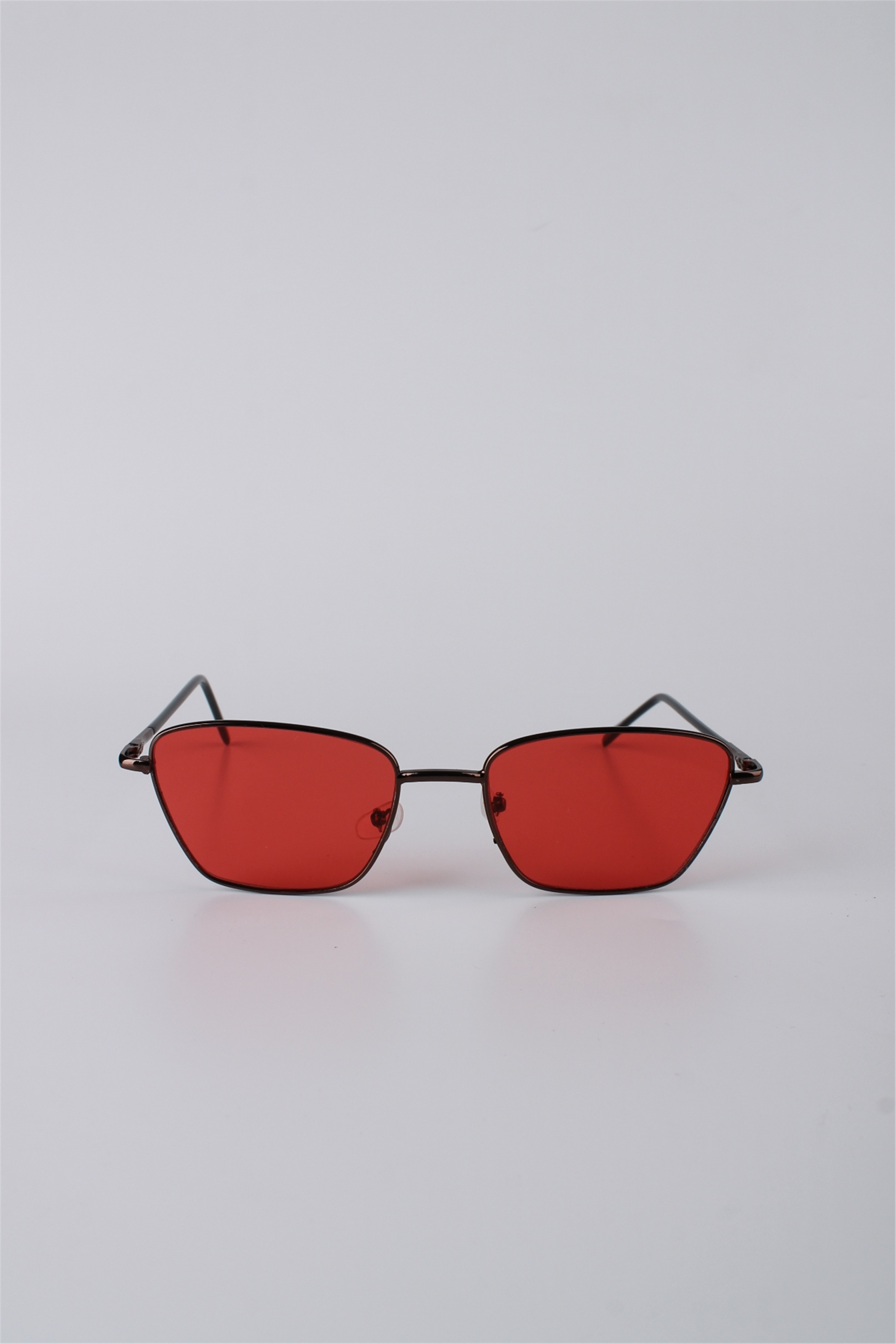 By Marine Unisex Geometrik Metal Çerçeveli Kırmızı Camlı Güneş Gözlüğü GG25BMTOMPL3R03