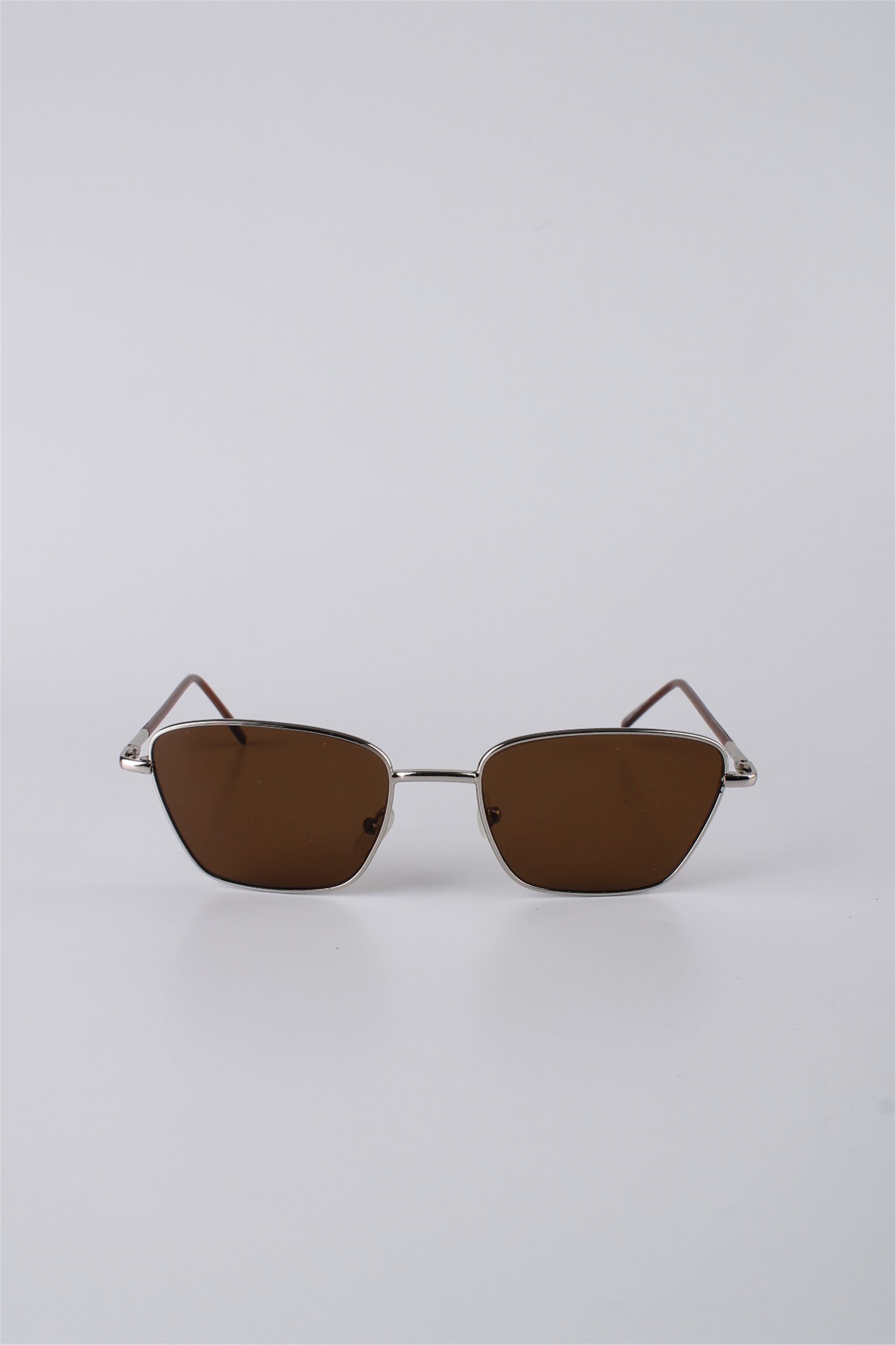 By Marine Unisex Kare Çerçeveli Metal Güneş Gözlüğü Gümüş Kahverengi GG25BMTOMPL3R02